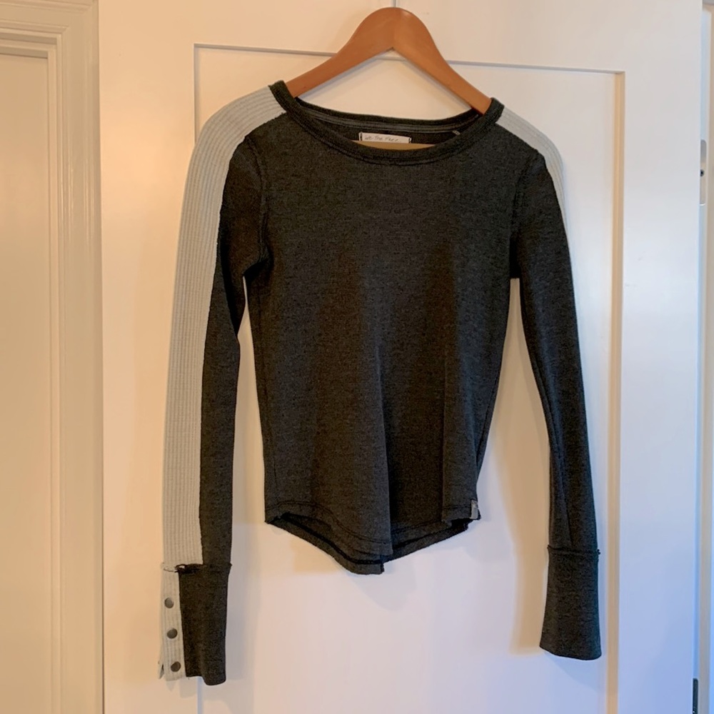 Free People, charcoal and light gray colored shirt. Size extra small.